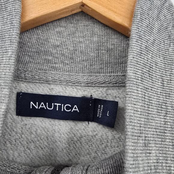 Nautica Men's 1/4 Zip Mock Neck Plaid Preppy Casual Sweatshirt Gray Size Large - Picture 4 of 10